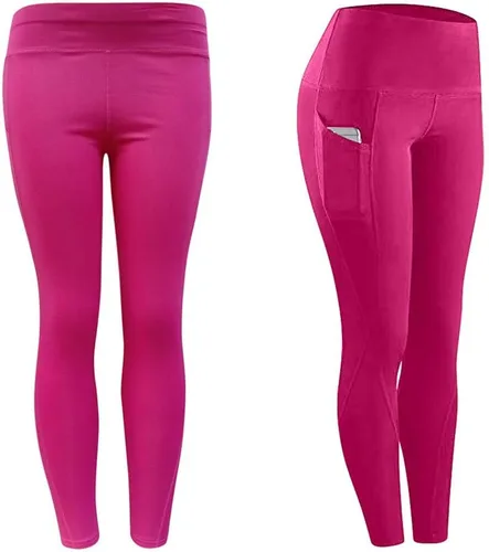 Vista 2 de Pantalones deportivos para mujer, para correr, yoga, pantalones deportivos de cintura alta, sin costuras, con bolsillos, para gimnasio y yoga