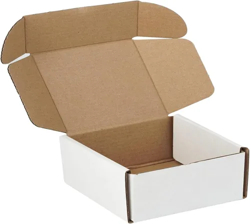 Vista 25 de Juego de 2 cajas de envío de 9 x 6 x 2 pulgadas, cajas de cartón corrugado blanco para publicidad