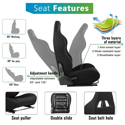 Vista 5 de HOTTOBY Flight Racing Simulator Cockpit with Black Seat Adjustable&Shifter Platform Upgrade Fit for LogitechThrustmasterHotas Warthog