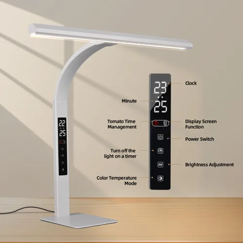 Vista 3 de Lámpara de escritorio LED para oficina en casa, luz de trabajo de computadora de arquitecto, atenuación continua de temperatura de color táctil