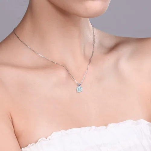 Vista 149 de Gem Stone King Collar con colgante solitario de plata de ley 925 de 0.236 in con piedra natal redonda Collar de 4 puntas para mujer Con cadena