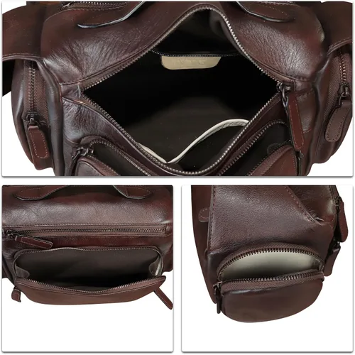 Vista 7 de IVTG Bolso de mensajero de cuero genuino para hombre, bolso cruzado para el hombro, mochila informal para el trabajo, negocios
