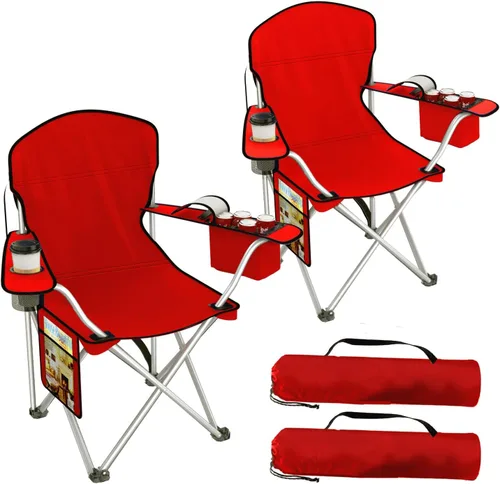 Vista 12 de VTOY Sillas de camping plegables duraderas 600D Oxford, silla portátil al aire libre con bolsa enfriadora, portavasos y bolsillo de almacenamiento