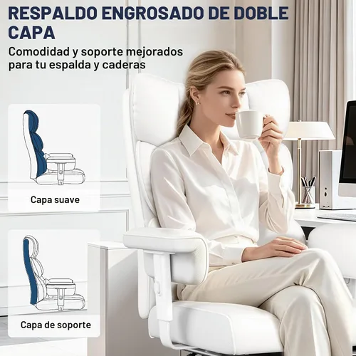 Vista 6 de Misolant Silla de oficina grande y alta con reposapiés, silla de escritorio ejecutiva de respaldo alto con reposabrazos de elevación ajustable Todo
