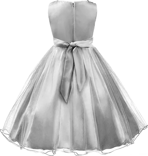 Vista 2 de Acecharming - Vestido de fiesta para niñas con lentejuelas y flores para dama de honor, vestido de fiesta de tul de boda de 3 a 10 años