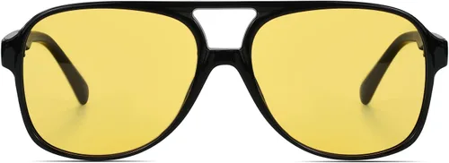 Vista 2 de Lentes de sol vintage retro de los años 70 para mujer y hombre, montura clásica, cuadrada y grande estilo aviador, lentes naranjas de moda UV400