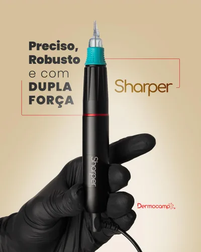 Vista 4 de Sharper - Kit de máquina de tatuaje digital profesional con fuente de alimentación, color negro
