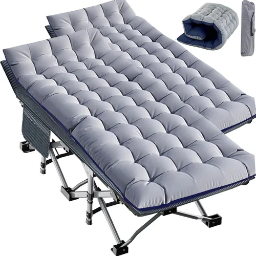 Vista 23 de Slsy Catre de camping plegable para adultos con almohadilla, catres de dormir portátiles acolchados, cama de campamento con bolsa de transporte
