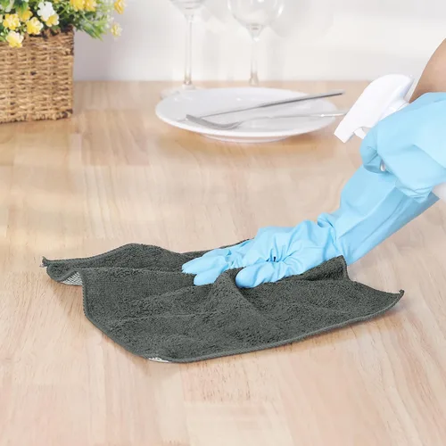 Vista 5 de uxcell Juego de 10 paños de cocina para platos, paños de microfibra absorbentes de secado rápido, trapos de cocina con lado de limpieza de cocina