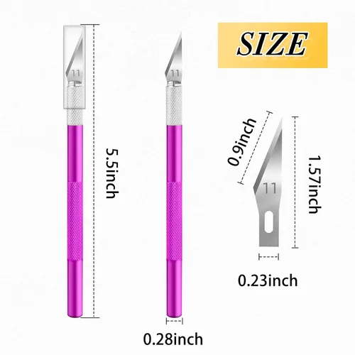 Vista 2 de Exacto - Cuchillo de manualidades, cuchillo de pasatiempo, paquete de 74 con 4 cuchillos afilados actualizados y 70 cuchillas de repuesto para arte