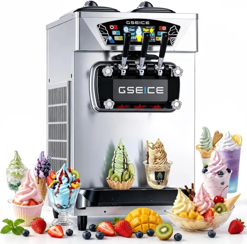 Vista 13 de GSEICE - Máquina comercial de helado suave para servir 3 sabores Plateado
