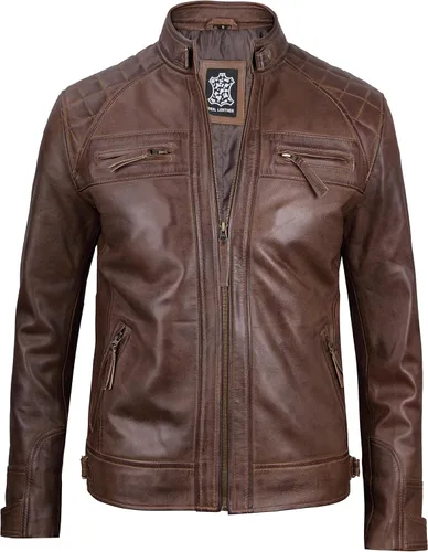 Vista 30 de Blingsoul Real Lambskin Leather Jacket Men - Chaquetas de cuero para Hombres