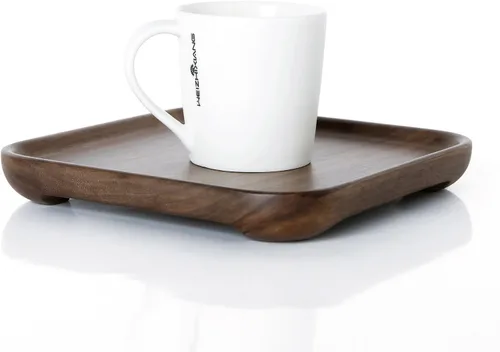 Vista 2 de Winterworm Bandeja de madera rústica de nogal macizo, bandeja cuadrada rectangular para té, bandeja de café (cuadrada pequeña (6.3 x 6.3 pulgadas)