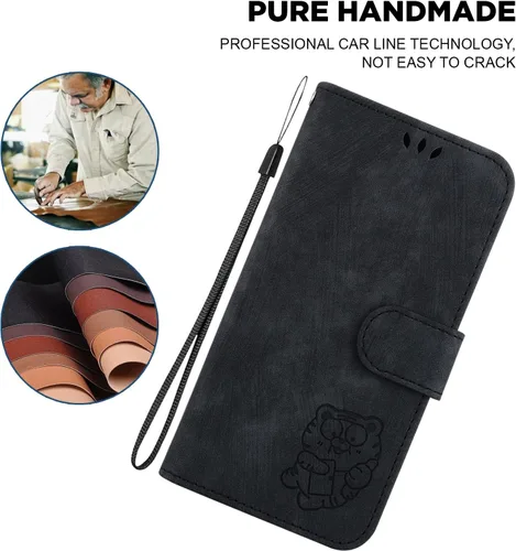 Vista 2 de Designed for Redmi k40 Pro Phone Case Wallet,PU Leather Flip Folio Cover with Credit Card Holders Little Cute Tiger Embossed Kickstand Wrist Strap