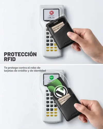 Vista 3 de VULKIT Tarjetero para teléfono Billetera de cuero adhesivo bolsillo RFID bloqueo tarjetas de crédito fundas para tarjetas de crédito Stick Back of
