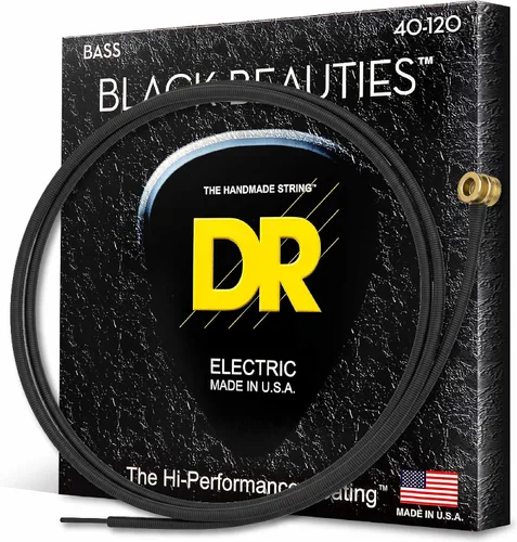 Vista 12 de DR Strings Beauties-Black Coated Steel 6 Cuerdas de guitarra bajo, calibre 30-125, núcleo redondo (BKB6-30)