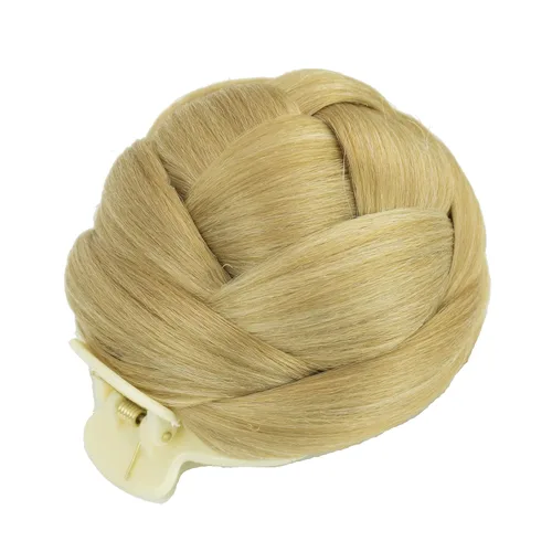 Vista 3 de IMISSU Trenzado Chignon Dancer Hair Donut Hairpieces Scrunchie Claw Hair Moño Updo para bodas y fiestas (M3 rubio ceniza)