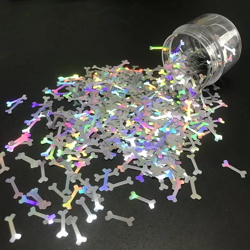 Vista 2 de Paquete de 0.35 onzas por paquete, astilla de 0.47 pulgadas con purpurina de huesos grandes, para festivales, rave, maquillaje, rostro, cuerpo