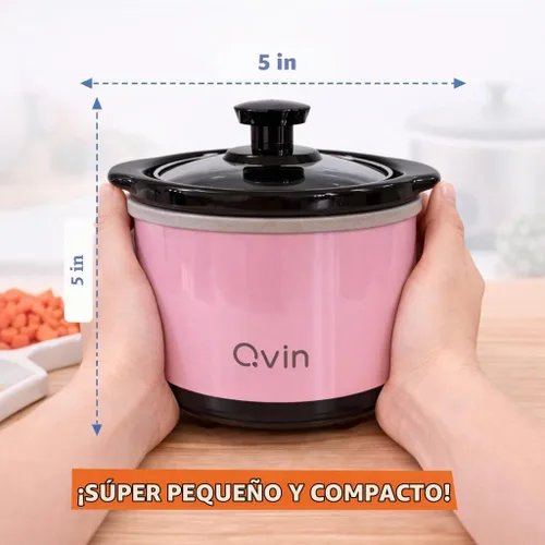 Vista 2 de Mini olla de cocción lenta 0.65qt (20oz) calentador, juego de ollas de fondue, olla de chocolate (acero inoxidable) (rosa)