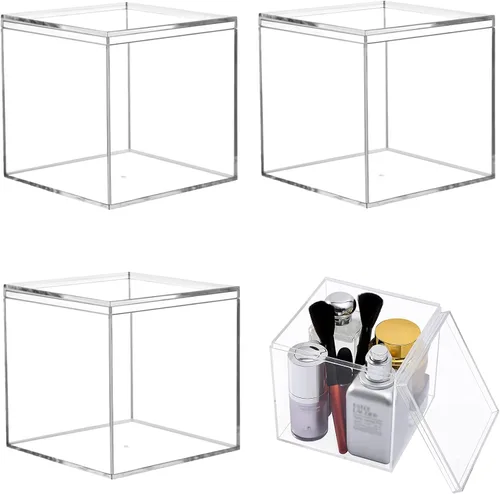 Vista 27 de KissYou Caja Pequeña de Acrílico con Tapa Cajas de Caramelo Transparentes para Exhibición Decoración de Fiesta Cubo Cuadrado de Plástico