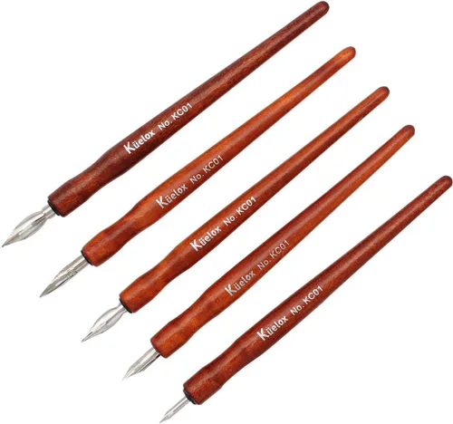 Vista 7 de Juego de bolígrafo de plástico profesional de manga gótica con 5 puntas, juego de bolígrafos de dibujo de caligrafía de manga, 5 piezas, color negro