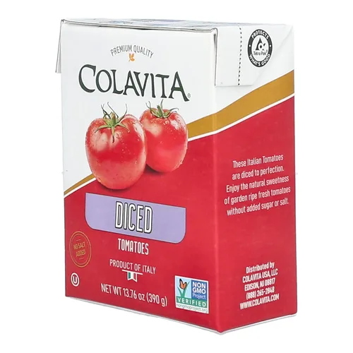 Vista 10 de Colavita Tomates italianos en dados, perfectos para salsas gruesas y platos de pasta, o como decoración para bruschetta y sopas, caja de recreación