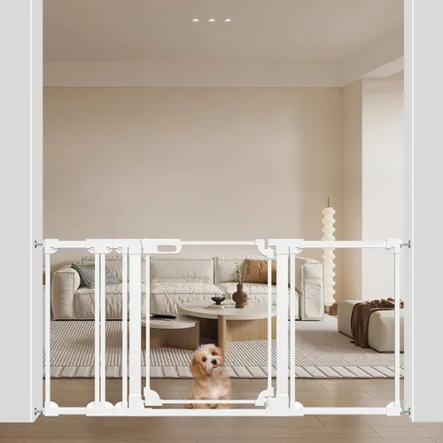 Vista 14 de WAOWAO Puerta de bebé de acrílico transparente de 40 pulgadas extra alta para escaleras, diseño moderno, puerta de acrílico con cierre automático