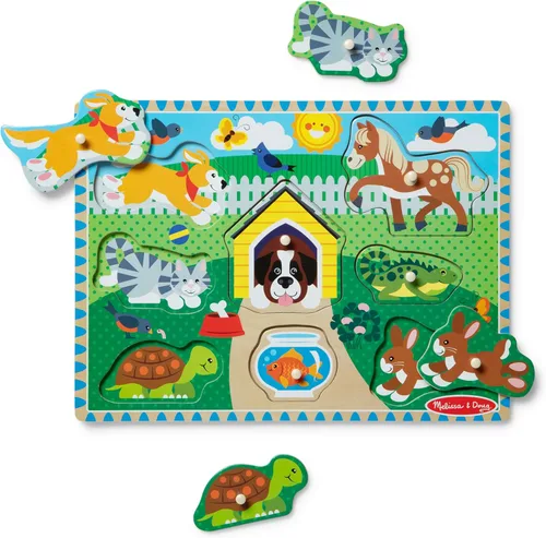 Vista 11 de Rompecabezas de madera con taquetes, motivo granja, Melissa & Doug (8 piezas)
