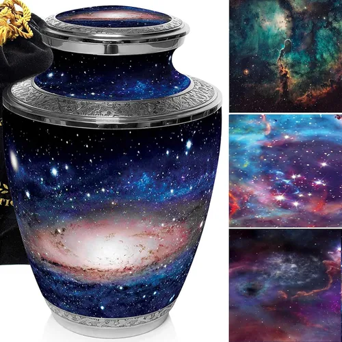 Vista 38 de Commemorative Cremation Urns Urnas de cremación personalizadas decorativas hechas a mano para mujeres (aurora boreal extragrandes)