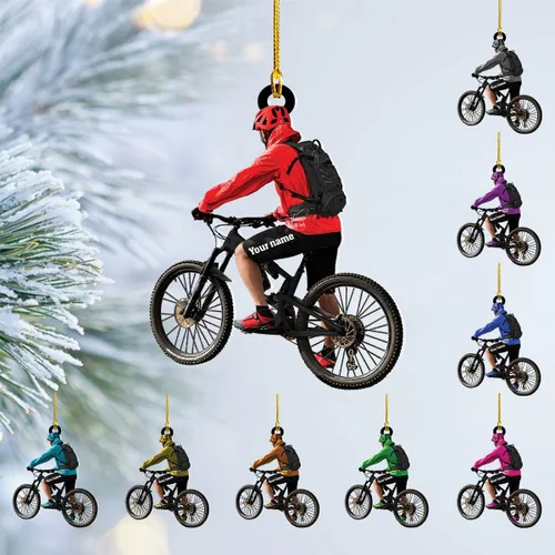 Vista 16 de Adorno personalizado para ciclismo de montaña, nombre personalizado y adorno para árbol de Navidad del año 2025, regalos de ciclista de montaña