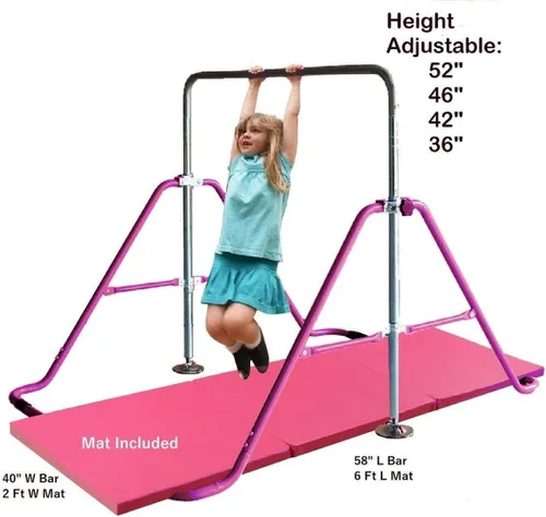 Vista 2 de XINDONGSHENG - Barra de gimnasia atlética expansible para niños, barra de equilibrio para entrenamiento junior, gimnasio, color morado con 2 pies x