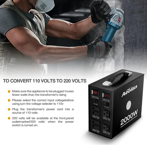 Vista 7 de Convertidor de voltaje Transformador de 110 V a 220 V/220 V a 110 V Convertidor de voltaje universal internacional de Estados Unidos a Europa