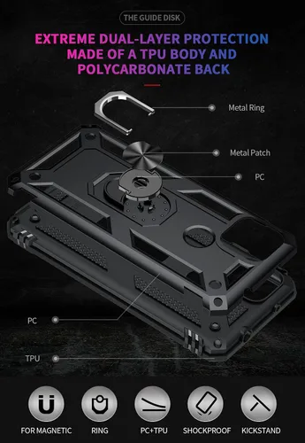 Vista 7 de Androgate Funda diseñada para Google Pixel 5A con protectores de pantalla HD, soporte de anillo de metal de grado militar, prueba de caídas de 15