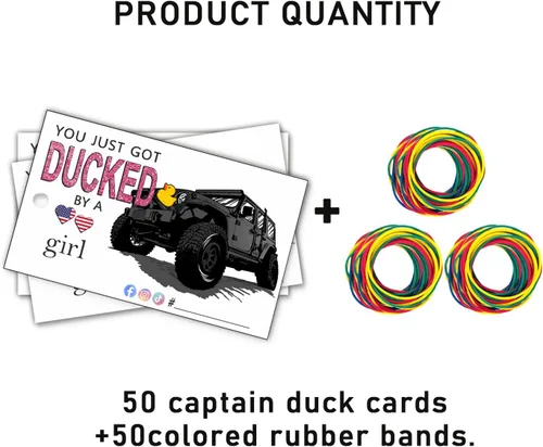 Vista 3 de You've Been Ducked You Just Got Ducked By a Car Girl Tarjeta de juego de pato de pato Etiqueta de tarjeta de pato Paquete de 50