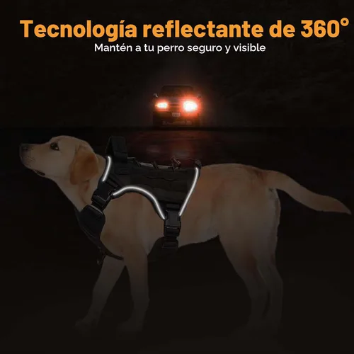 Vista 5 de Arnés táctico para perros grandes, chaleco reflectante ajustable sin tirones con sistema Molle, control de grado militar K9 para entrenamiento