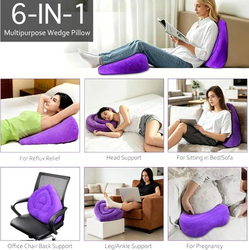 Vista 5 de Almohada elevadora de piernas, forma de corazón, almohadas de elevación de piernas para hinchazón de circulación sanguínea, almohada inflable