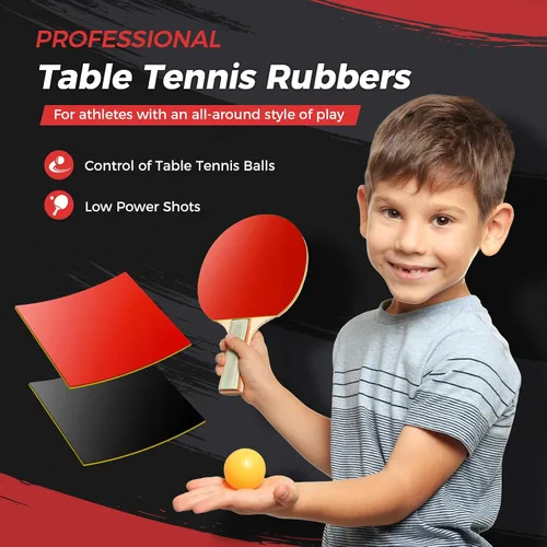 Vista 2 de Esponja de goma de PingPong rojo/negro de 0.087 in de repuesto para bate de tenis de mesa, accesorios de 2 unids/set