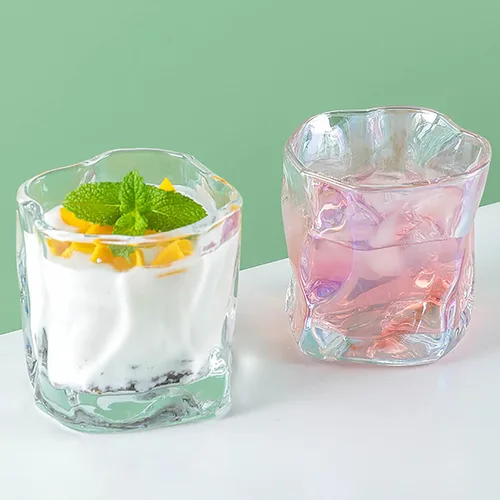 Vista 3 de Juego de 2 vasos de whisky de cristal, vasos de bourbon de diseño irregular, vasos de rocas, vasos de whisky bourbon para beber licor, irlandés