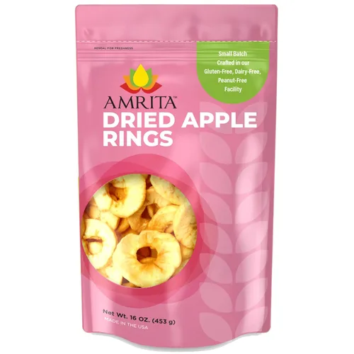 Vista 8 de Amrita Manzanas secas cortadas en cubitos de 16 onzas Sin azúcar añadido, vegano, sin OMG, sin gluten, maní, soja y lácteos Empaquetado fresco