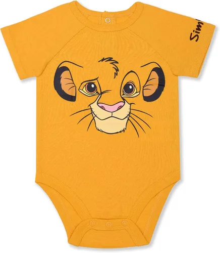 Vista 2 de Disney Lion King Simba - Body de manga corta para niños recién nacidos y bebés color amarillogris