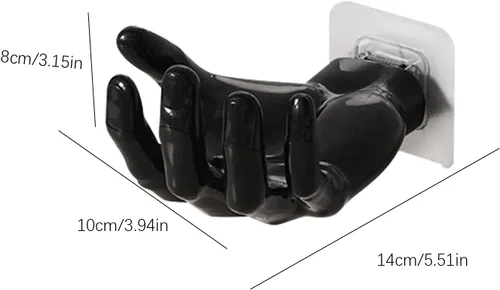Vista 6 de KLKCMS Gancho para colgar en la pared, perchas, perchas, ropa, toalla, gancho en forma de mano para pasillos, chaquetas, color negro