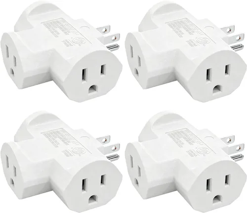 Vista 11 de ELEGRP Extensor de Energía de Servicio Pesado de 3 Clavijas a Triple Toma en Dirección T, Extensor de Toma de Pared Multidireccional con Conexión a