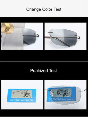Vista 2 de Gafas de sol polarizadas fotocromáticas sin montura de decoloración extrema 031oz solamente