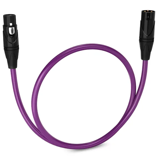 Vista 75 de LyxPro Cable de micrófono XLR hembra a macho de ángulo recto de 3 pines de 1.5 pies para altavoces amplificados, interfaz de audio, rendimiento