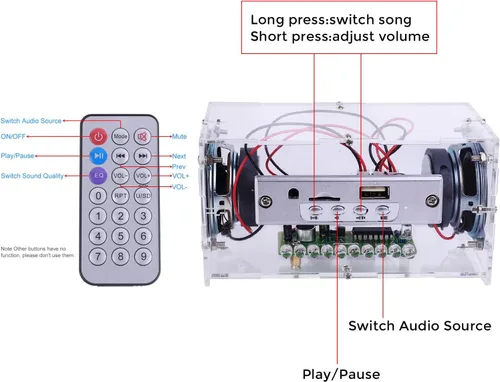 Vista 6 de MiOYOOW Kit de altavoz Bluetooth DIY, mini amplificador estéreo USB, kit de soldadura con luces LED intermitentes, kit de práctica de soldadura