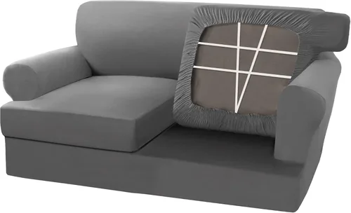 Vista 10 de H.VERSAILTEX Funda para sofá de 3 piezas, funda para sofá biplaza con cojines en forma de T para sofá de 2 cojines, antideslizante, súper elástica