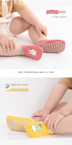 Vista 6 de Calcetines antideslizantes para bebé, calcetines antideslizantes para niñas, niños y recién nacidos, 6 pares