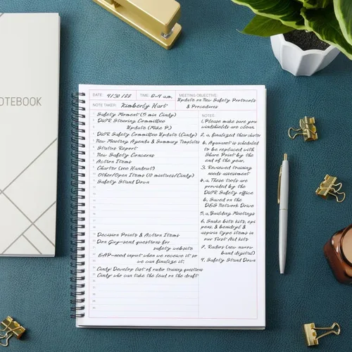 Vista 4 de Juvale Cuaderno de reuniones para el trabajo, cuaderno planificador encuadernado en espiral para planificador de trabajo y suministros de oficina