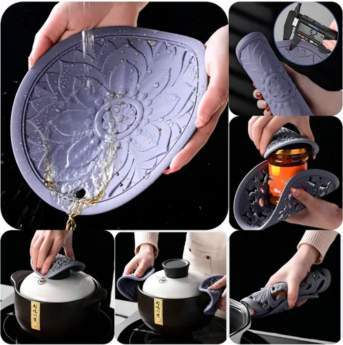 Vista 3 de Salvamanteles de silicona para platos calientes, mesa, encimera, antideslizantes, resistentes al calor, salvamanteles modernos para tetera