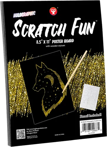 Vista 7 de Hygloss Juego de 100 hojas de arte para rascar, 4 x 6 pulgadas, negro mate, juego de arte para niños, incluye 100 papeles holográficos plateados u